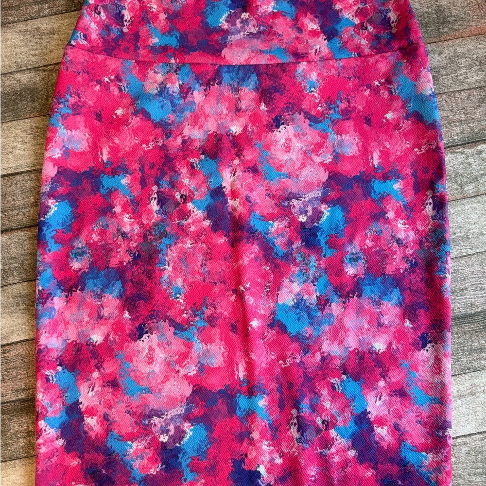 LuLaRoe Vibrant Pink and Blue Pencil Skirt